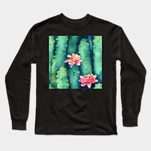 Watercolor cactus plant cactus pattern Long Sleeve T-Shirt